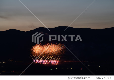 Scenery with fireworks Scenery with fireworks 138776077