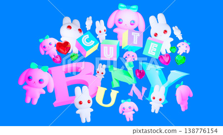 3D Plush Rabbit Character, Dreamy and Cute Pop Illustration 3D Plush Rabbit Character, Dreamy and Cute Pop Illustration 138776154