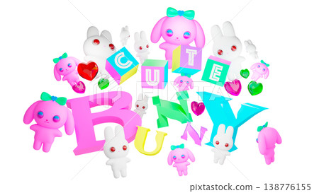 3D Plush Rabbit Character, Dreamy and Cute Pop Illustration 3D Plush Rabbit Character, Dreamy and Cute Pop Illustration 138776155