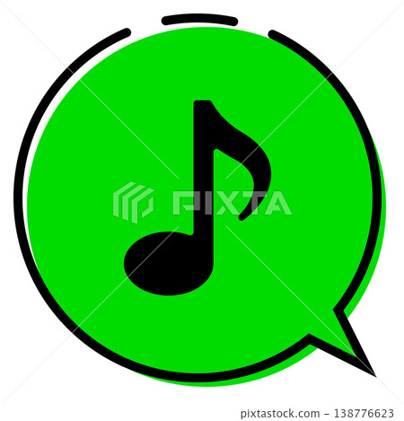 Simple musical note and speech bubble vector graphic. Simple musical note and speech bubble vector graphic. 138776623