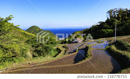 石部梯田、駿河灣以及海對岸的富士山。 138776733