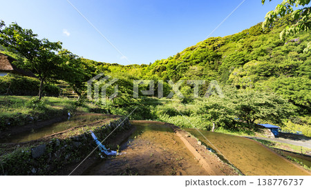 石部梯田、駿河灣以及海對岸的富士山。 石部梯田、駿河灣以及海對岸的富士山。 138776737