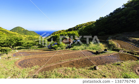 石部梯田、駿河灣以及海對岸的富士山。 石部梯田、駿河灣以及海對岸的富士山。 138776740