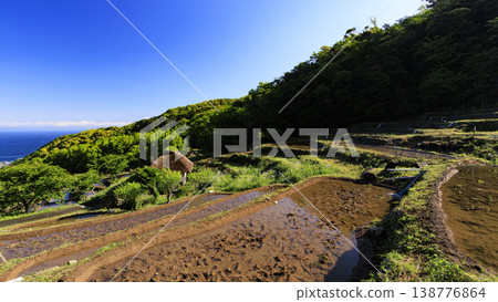 石部梯田、駿河灣以及海對岸的富士山。 石部梯田、駿河灣以及海對岸的富士山。 138776864