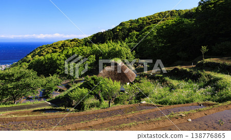 石部梯田、駿河灣以及海對岸的富士山。 138776865