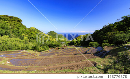 石部梯田、駿河灣以及海對岸的富士山。 138776878