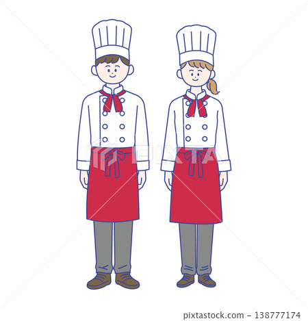 男女廚師的全身插圖 男女廚師的全身插圖 138777174