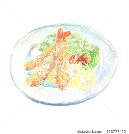 Watercolor illustration of fried shrimp 138777435