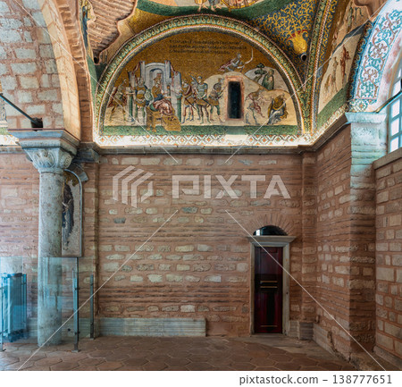 Ancient Byzantine mosaics inside Kariye Mosque Chora Church Istanbul Turkey historic religious art and architecture Ancient Byzantine mosaics inside Kariye Mosque Chora Church Istanbul Turkey historic religious art and architecture 138777651