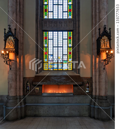 St Anthony of Padua Church interior with stained glass, religious sculptures, and candles, Istiklal Street, Istanbul, Turkey St Anthony of Padua Church interior with stained glass, religious sculptures, and candles, Istiklal Street, Istanbul, Turkey 138777653