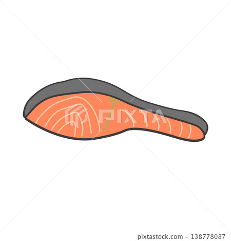 Salmon illustration, food, bento box, side dish illustration, simple, material, bento material 138778087