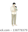A father rocking his baby to sleep (hand-drawn style illustration) 138778379