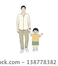 A father and toddler walking hand in hand (hand-drawn style illustration) 138778382