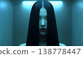 A ghostly woman with long black hair standing in the darkness | A terrifying image of modern Japanese horror 138778447