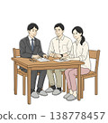 A couple consulting with a financial planner (hand-drawn style illustration) 138778457