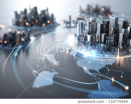 數位城市模型的立體圖形 | 智慧城市結構 138778484