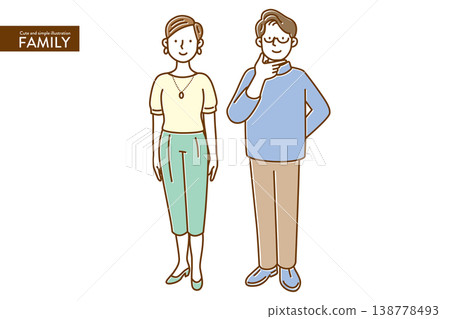 A cute and simple illustration of a couple in natural colors. A cute and simple illustration of a couple in natural colors. 138778493
