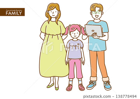 A set of cute, simple family illustrations in natural colors. A set of cute, simple family illustrations in natural colors. 138778494