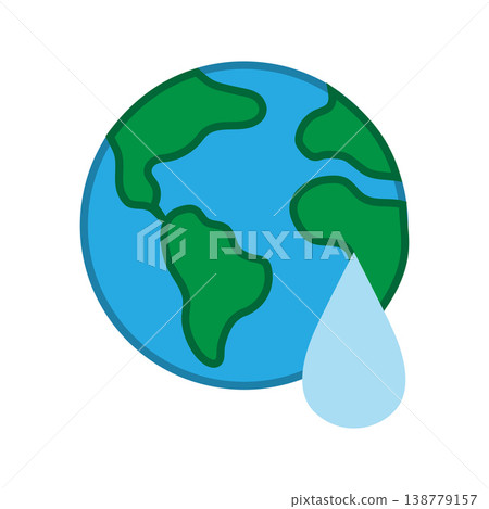 Earth globe with water droplet icon representing environmental conservation clean water resources and sustainability concept 138779157
