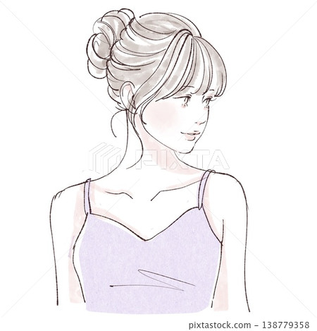 婦女和女孩的水彩和手繪插圖素材 婦女和女孩的水彩和手繪插圖素材 138779358