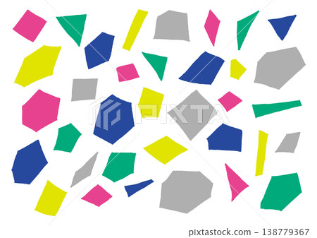 A set of hand-drawn polygon shapes of various sizes (in neon colors). 138779367