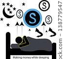 Person sleeping in bed earning passive income at night 138779547