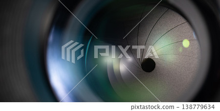 Camera lens with lense reflections, Close-up 138779634