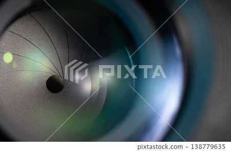 Camera lens with lense reflections, Close-up Camera lens with lense reflections, Close-up 138779635