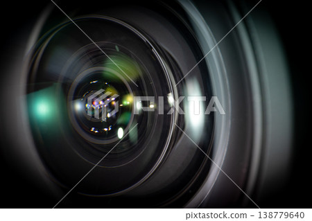 Camera lens with lense reflections, Close-up Camera lens with lense reflections, Close-up 138779640