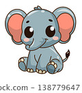 kawaii elephant animal flat style 138779647