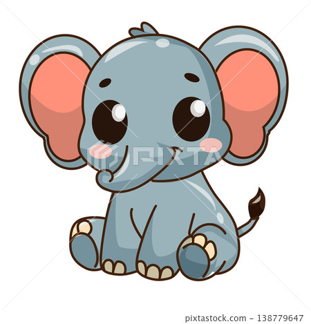 kawaii elephant animal flat style 138779647