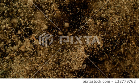 Freeze Motion Shot of Soil Explosion , Top Shot Freeze Motion Shot of Soil Explosion , Top Shot 138779768