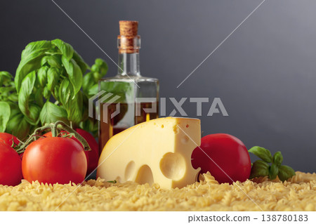 Ingredients for preparing traditional Italian pasta with cheese. Ingredients for preparing traditional Italian pasta with cheese. 138780183