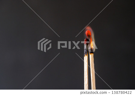 Burning matches. Abstract concept of burnout in couple, copy space 138780422