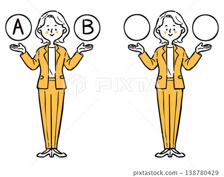 Options A and B: Career woman, full body, vector (orange) Options A and B: Career woman, full body, vector (orange) 138780429