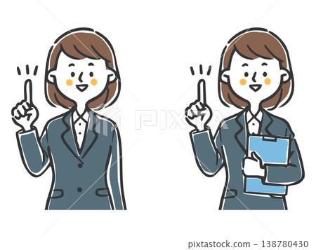 女白領講解重點（上半身）- 向量圖 138780430