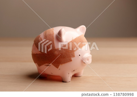 Damaged piggy bank with bandage, Fragile economy and financial crisis Damaged piggy bank with bandage, Fragile economy and financial crisis 138780998