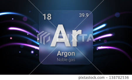 Argon (Ar) (018) Noble Gas, Glass Morphism Element Futuristic Neon Light Glow Background Periodic Table, Chemical Symbol, Name, Atomic Mass, Atomic Number, Vector Illustration Argon (Ar) (018) Noble Gas, Glass Morphism Element Futuristic Neon Light Glow Background Periodic Table, Chemical Symbol, Name, Atomic Mass, Atomic Number, Vector Illustration 138782536