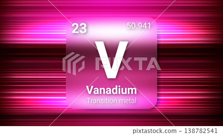 Vanadium (V) (023) Transition Metal, Glass Morphism Element Futuristic Neon Light Glow Background Periodic Table, Chemical Symbol, Name, Atomic Mass, Atomic Number, Vector Illustration Vanadium (V) (023) Transition Metal, Glass Morphism Element Futuristic Neon Light Glow Background Periodic Table, Chemical Symbol, Name, Atomic Mass, Atomic Number, Vector Illustration 138782541