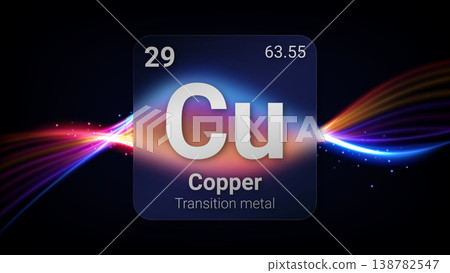 Copper (Cu) (029) Transition Metal, Glass Morphism Element Futuristic Neon Light Glow Background Periodic Table, Chemical Symbol, Name, Atomic Mass, Atomic Number, Vector Illustration Copper (Cu) (029) Transition Metal, Glass Morphism Element Futuristic Neon Light Glow Background Periodic Table, Chemical Symbol, Name, Atomic Mass, Atomic Number, Vector Illustration 138782547