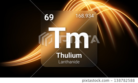 Thulium (Tm) (069) Lanthanide, Glass Morphism Element Futuristic Neon Light Glow Background Periodic Table, Chemical Symbol, Name, Atomic Mass, Atomic Number, Vector Illustration Thulium (Tm) (069) Lanthanide, Glass Morphism Element Futuristic Neon Light Glow Background Periodic Table, Chemical Symbol, Name, Atomic Mass, Atomic Number, Vector Illustration 138782588