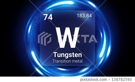 Tungsten (W) (074) Transition Metal, Glass Morphism Element Futuristic Neon Light Glow Background Periodic Table, Chemical Symbol, Name, Atomic Mass, Atomic Number, Vector Illustration Tungsten (W) (074) Transition Metal, Glass Morphism Element Futuristic Neon Light Glow Background Periodic Table, Chemical Symbol, Name, Atomic Mass, Atomic Number, Vector Illustration 138782593