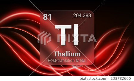 Thallium (Tl) (081) Post Transition Metal, Glass Morphism Element Futuristic Neon Light Glow Background Periodic Table, Chemical Symbol, Name, Atomic Mass, Atomic Number, Vector Illustration Thallium (Tl) (081) Post Transition Metal, Glass Morphism Element Futuristic Neon Light Glow Background Periodic Table, Chemical Symbol, Name, Atomic Mass, Atomic Number, Vector Illustration 138782600