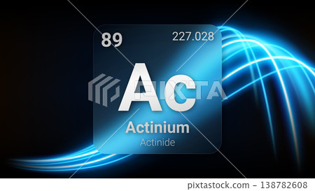 Actinium (Ac) (089) Actinide, Glass Morphism Element Futuristic Neon Light Glow Background Periodic Table, Chemical Symbol, Name, Atomic Mass, Atomic Number, Vector Illustration Actinium (Ac) (089) Actinide, Glass Morphism Element Futuristic Neon Light Glow Background Periodic Table, Chemical Symbol, Name, Atomic Mass, Atomic Number, Vector Illustration 138782608