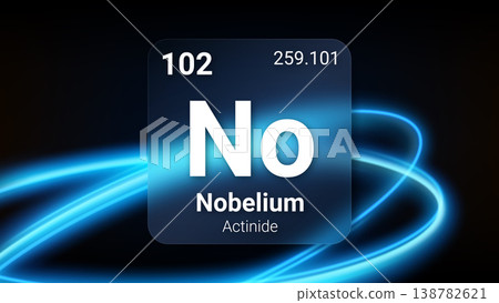 Nobelium (No) (102) Actinide, Glass Morphism Element Futuristic Neon Light Glow Background Periodic Table, Chemical Symbol, Name, Atomic Mass, Atomic Number, Vector Illustration Nobelium (No) (102) Actinide, Glass Morphism Element Futuristic Neon Light Glow Background Periodic Table, Chemical Symbol, Name, Atomic Mass, Atomic Number, Vector Illustration 138782621