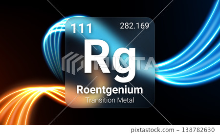 Roentgenium (Rg) (111) Transition Metal, Glass Morphism Element Futuristic Neon Light Glow Background Periodic Table, Chemical Symbol, Name, Atomic Mass, Atomic Number, Vector Illustration Roentgenium (Rg) (111) Transition Metal, Glass Morphism Element Futuristic Neon Light Glow Background Periodic Table, Chemical Symbol, Name, Atomic Mass, Atomic Number, Vector Illustration 138782630