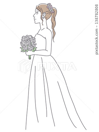 身穿婚紗的女子,側身而立。 身穿婚紗的女子,側身而立。 138782808