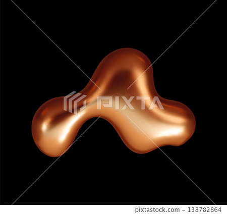 Liquid copper alloy metal 3D realistic drop or shape. Fluid alloy realistic drop, molten metal 3D vector splash. Liquid copper bronze isolated blob or melt paint abstract shape Liquid copper alloy metal 3D realistic drop or shape. Fluid alloy realistic drop, molten metal 3D vector splash. Liquid copper bronze isolated blob or melt paint abstract shape 138782864
