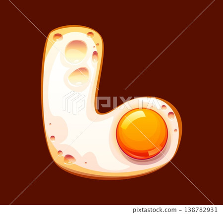 Cartoon fried egg yolk breakfast kids ABC type, font letter L. Cooked yolk and white typeset font symbol, fried omelette kids ABC typeface vector sign. Egg breakfast type letter Cartoon fried egg yolk breakfast kids ABC type, font letter L. Cooked yolk and white typeset font symbol, fried omelette kids ABC typeface vector sign. Egg breakfast type letter 138782931