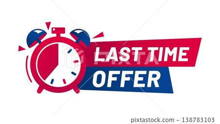 Shop last time sale, discount offer countdown tag. Final day sale countdown tag, limited time price off timer vector badge. Last time deal offer promo label with ringing red and blue alarm clock Shop last time sale, discount offer countdown tag. Final day sale countdown tag, limited time price off timer vector badge. Last time deal offer promo label with ringing red and blue alarm clock 138783103